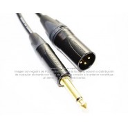 Cable Canare TS 1/4 (6.3 mm) a XLR Macho Neutrik en oro grado estudio de 70 m